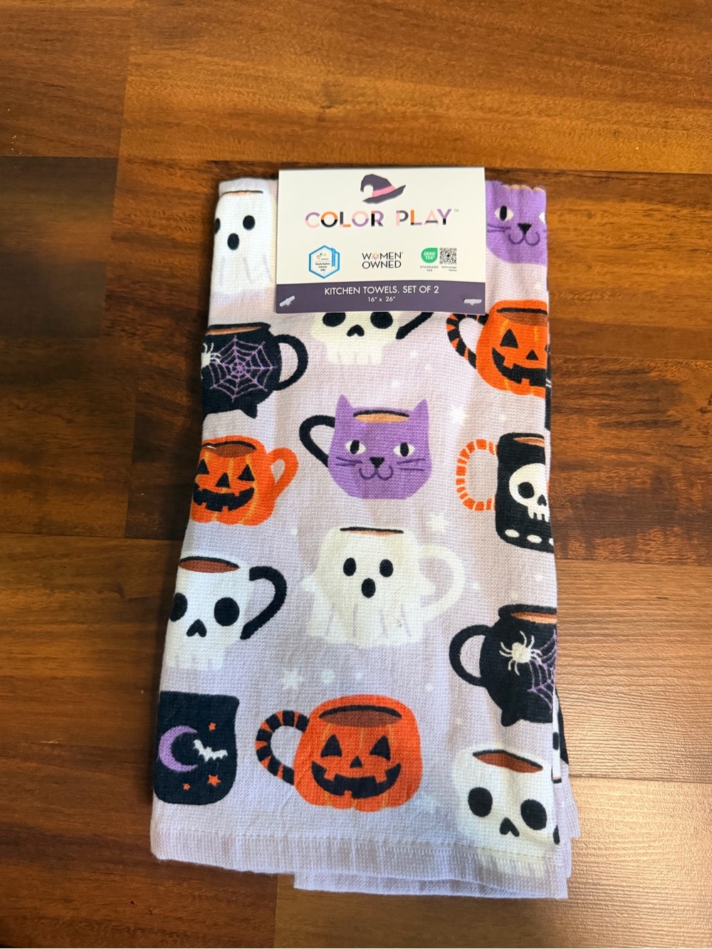 🎃 Color Play Halloween Kitchen Towels Set of 2 Spooky Coffee Mugs NWT
